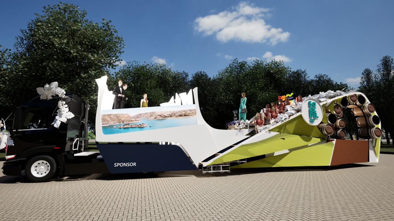 Vía Blanca: Así luce el carro vendimial que traslada a la representante de San Rafael, Azul Antolinez