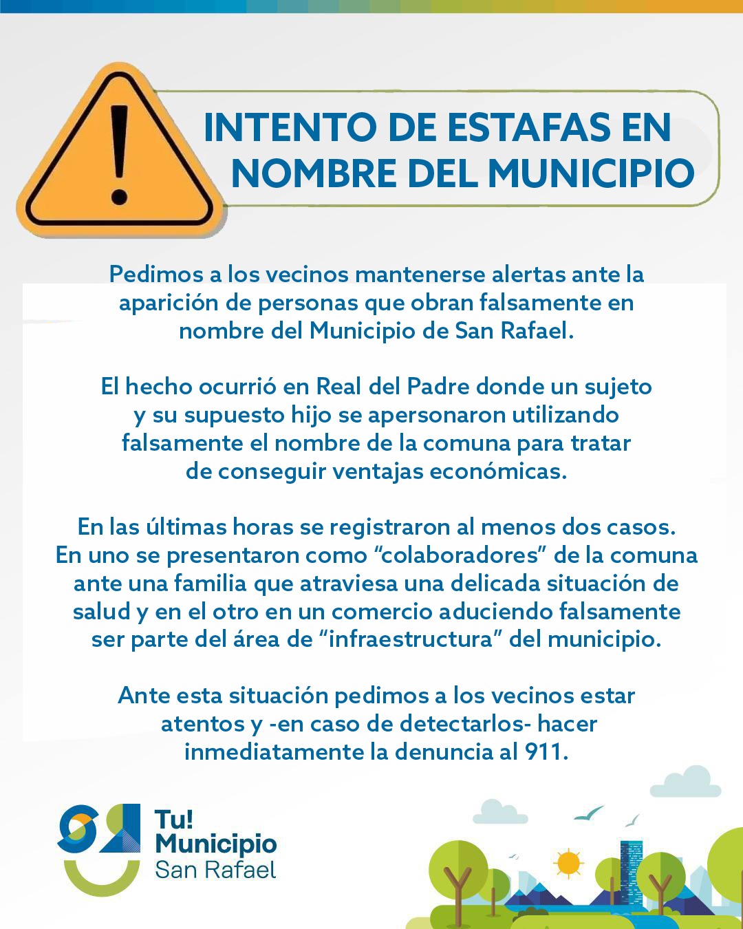 Alerta: intento de estafas en nombre del Municipio de San Rafael